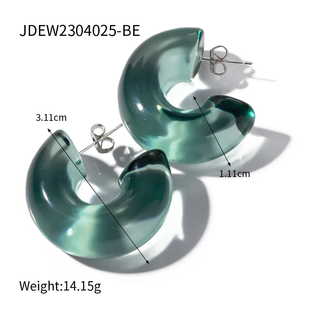 Ins Style / Gold 2 New Style Candy Color Chunky Transparent Half Round Earring Eco-friendly Resin Material C Earrings for Women