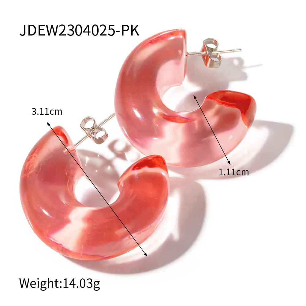 Ins Style / Gold 3 New Style Candy Color Chunky Transparent Half Round Earring Eco-friendly Resin Material C Earrings for Women