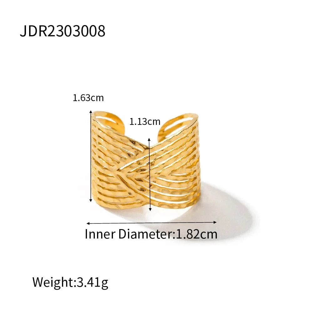 Ins Style / Gold New Arrival 18K Gold Plated Snake Shape Adjustable Micro Cz Diamond Stainless Steel Opening Ring For Women