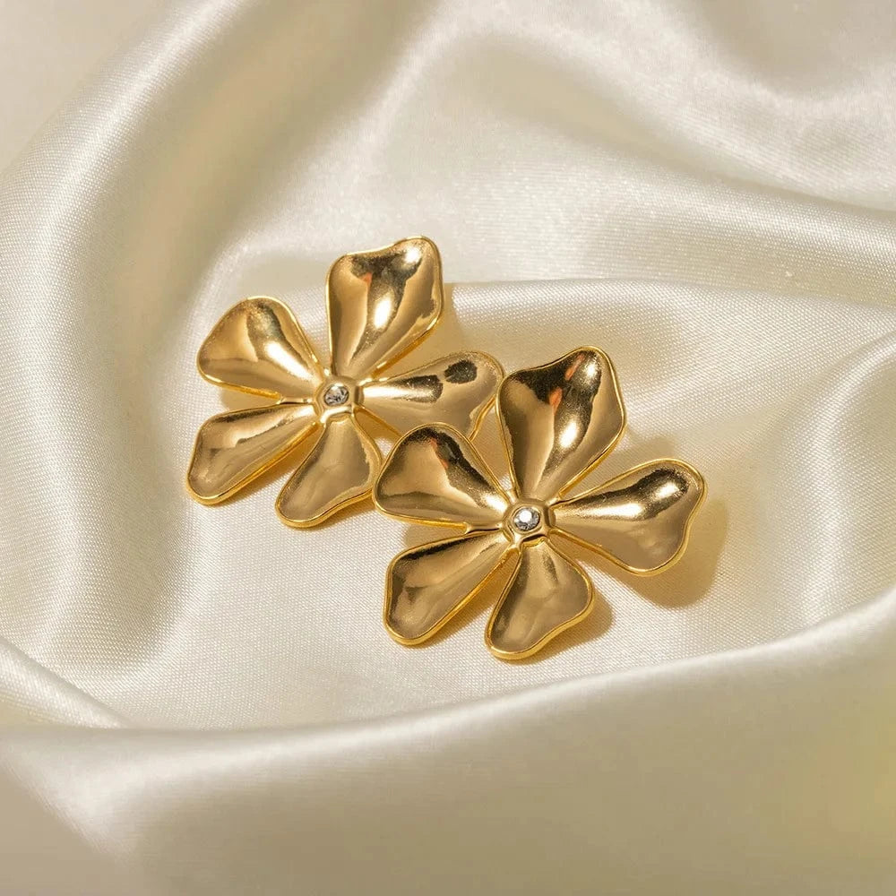 Ins Style / Gold New Arrival French Vintage Flower Earrings Luxury Jewelry Stainless Steel 18K Gold Plated Stud Earrings Non Tarnish