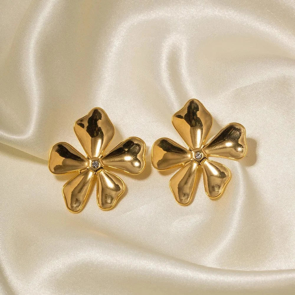 Ins Style / Gold New Arrival French Vintage Flower Earrings Luxury Jewelry Stainless Steel 18K Gold Plated Stud Earrings Non Tarnish