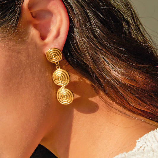 Ins Style / Gold New Style Dainty 18K Gold Plated Stainless Steel Jewelry Waterproof Simple Bamboo Hoop Earrings for Women