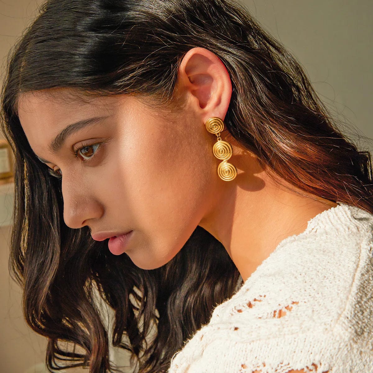 Ins Style / Gold New Style Dainty 18K Gold Plated Stainless Steel Jewelry Waterproof Simple Bamboo Hoop Earrings for Women