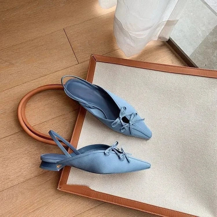 Ins Style Women Point Toe Bowknot Fashion Rome Sandals Ankle Strap Casual Ladies Mule Shoes