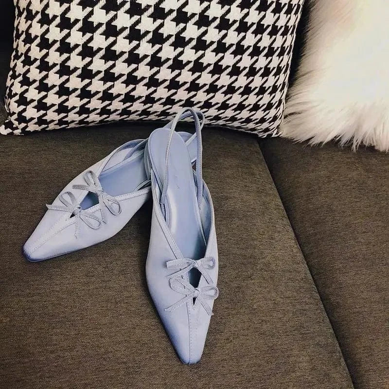 Ins Style Women Point Toe Bowknot Fashion Rome Sandals Ankle Strap Casual Ladies Mule Shoes