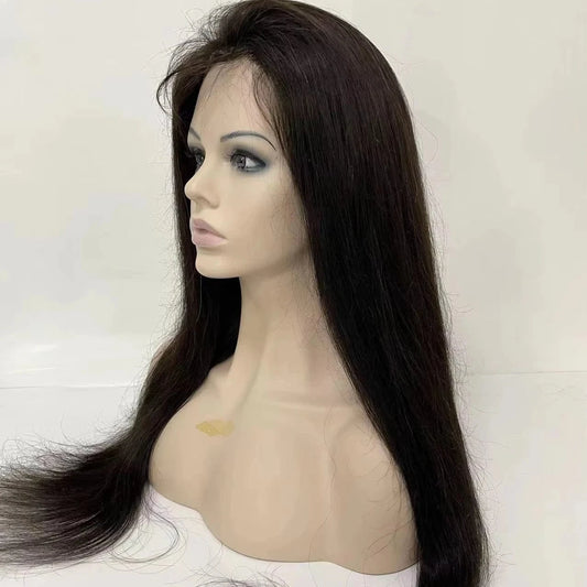 Invisible Natural Hairline Wig Lace and PU Toupee Long Hair Wig for Women 100% Brazilian Human Hair