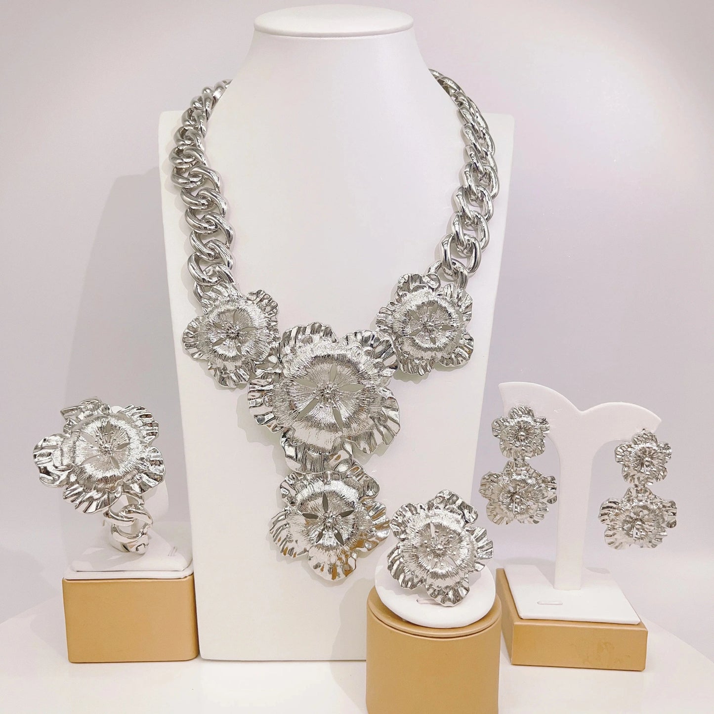 Italian Gold Jewelry Sets / Adjustable / H00714 Zhuerrui Necklace Bracelet Earrings Ring Four Piece Jewelry Set Italian Gold Jewelry Sets Nigerian Woman Wedding Jewelry H00713