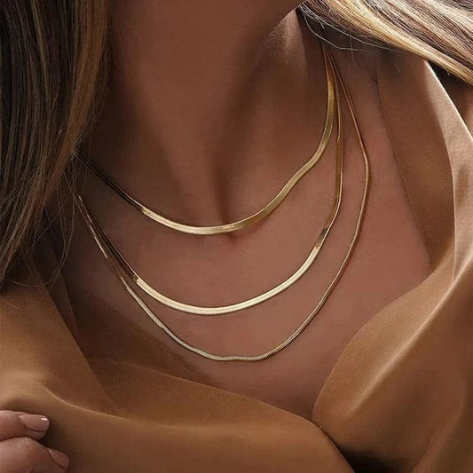 J&D Jewelry 4mm Snake Chains Stainless Steel Choker Necklace Stacking Jewelry Flat Snake Chain Necklace