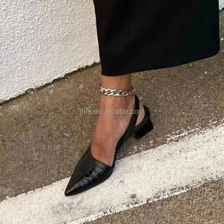 J&H 2022 new arrivals pointed toe low heel shoes with straps women fashion casual summer heeled sandals big size