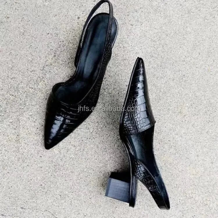 J&H 2022 new arrivals pointed toe low heel shoes with straps women fashion casual summer heeled sandals big size