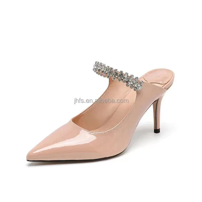 J&H 2022 new design sexy pointed toe stiletto mary jane shoes women fashion rhinestone strap heeled sandals