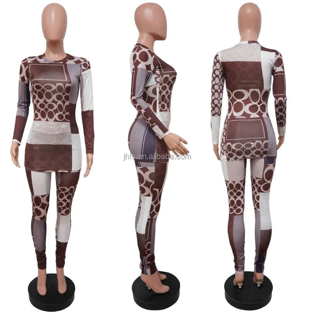 J&H 2024 Spring Long Sleeve T Shirt Matching Pants  Lounge Wear Women Outfits