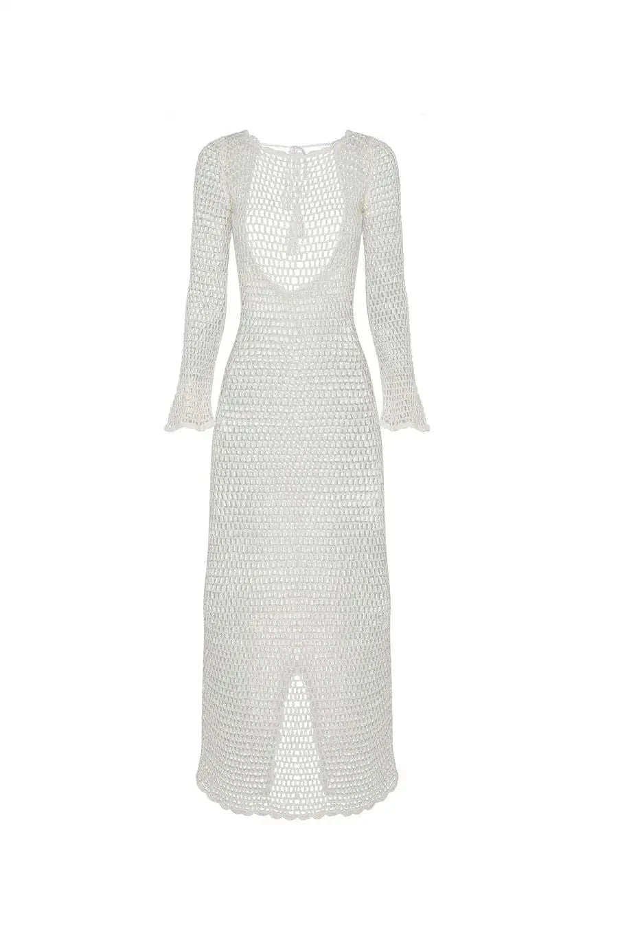 J&H2024 Summer Sun Protection Cover Up Knitted Beach Long Dress Sexy Hollow Out Perspective Backless Long Dress
