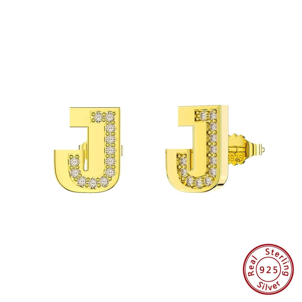 J RINNTIN ZKE01 Fine Jewelry Earrings 2023 Zircon Letter Stud Earrings Silver 925 Sterling Women Wholesale Bulk Earring Alphabet