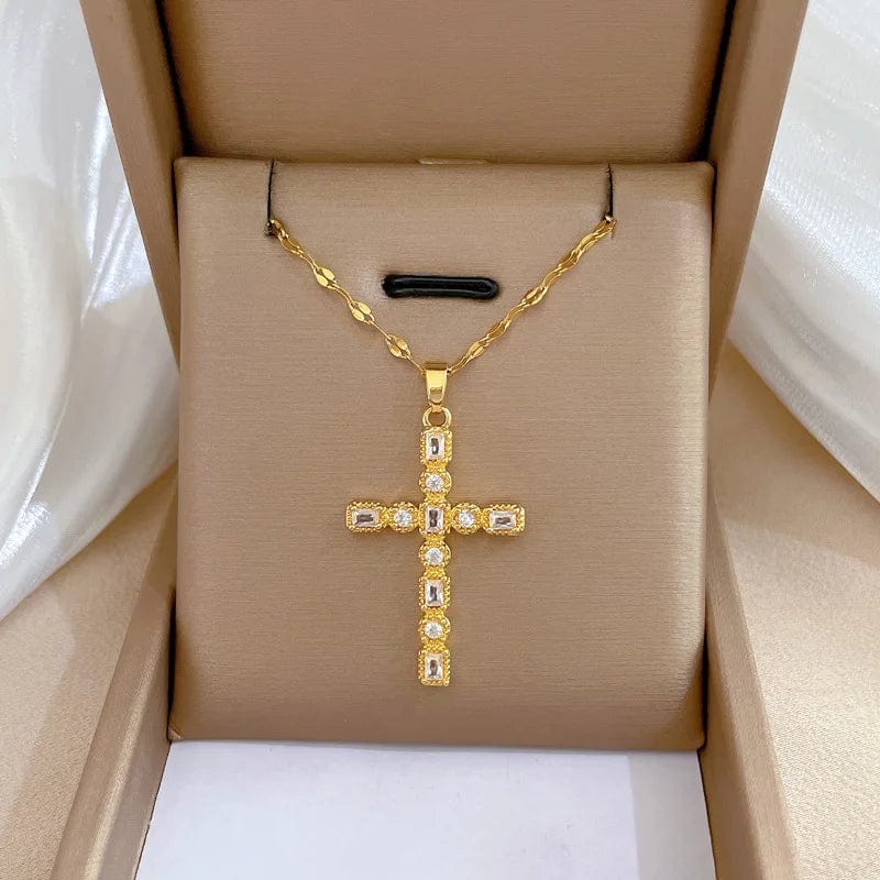 J333 New Temperamental Dainty Cross Necklace Versatile Titanium Steel Necklace Trendy Women'S Jewelry Necklace