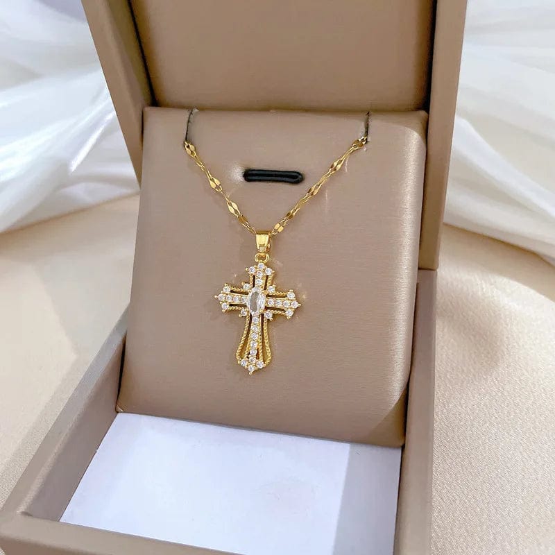 J433 New Temperamental Dainty Cross Necklace Versatile Titanium Steel Necklace Trendy Women'S Jewelry Necklace