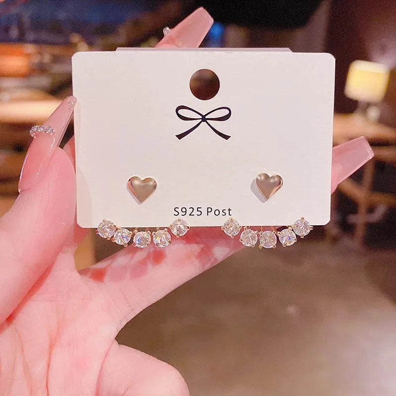 Japanese and Korean Style Pearl Stud Earrings Women's Moon Star Square Love Butterfly Earrings Sweet Elegant Jewelry