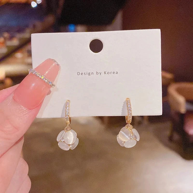 Japanese and Korean Style Pearl Stud Earrings Women's Moon Star Square Love Butterfly Earrings Sweet Elegant Jewelry