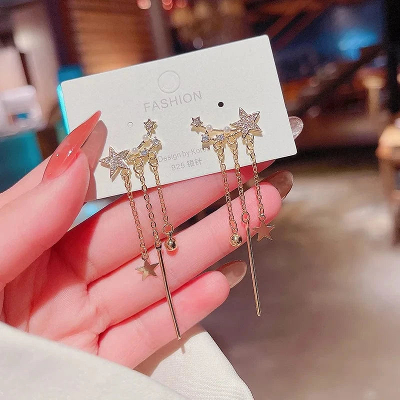 Japanese and Korean Style Pearl Stud Earrings Women's Moon Star Square Love Butterfly Earrings Sweet Elegant Jewelry