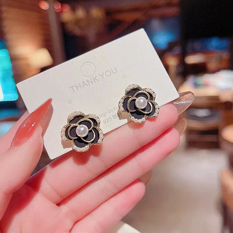 Japanese and Korean Style Pearl Stud Earrings Women's Moon Star Square Love Butterfly Earrings Sweet Elegant Jewelry