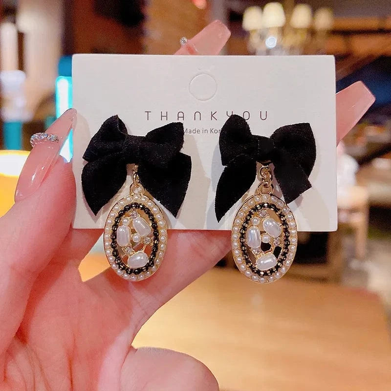 Japanese and Korean Style Pearl Stud Earrings Women's Moon Star Square Love Butterfly Earrings Sweet Elegant Jewelry