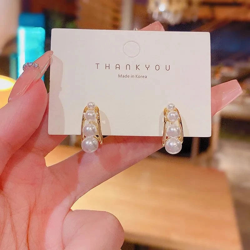 Japanese and Korean Style Pearl Stud Earrings Women's Moon Star Square Love Butterfly Earrings Sweet Elegant Jewelry