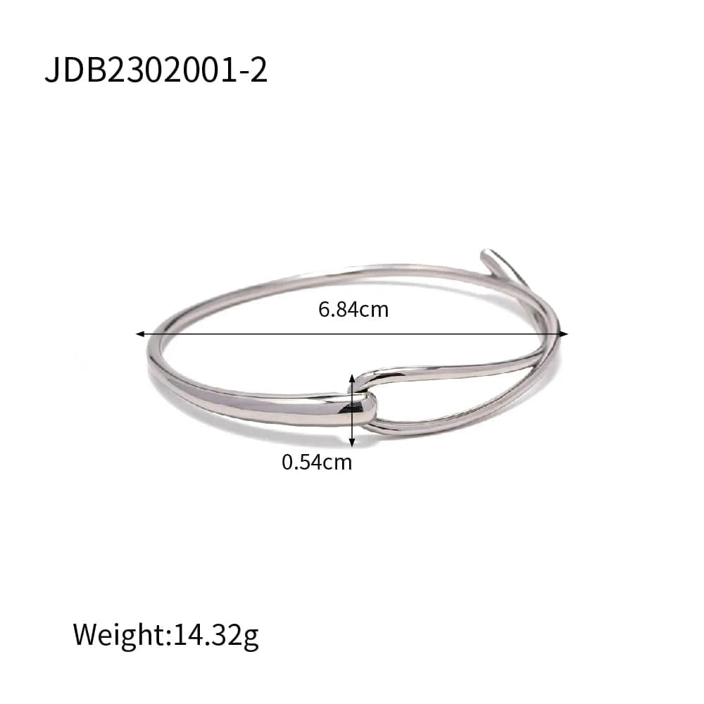 JDB2302001-2 Minimalist INS 18K Gold Plated Plated Hollow Line Stainless Steel Jewelry Geometric Knot Bangles for Women