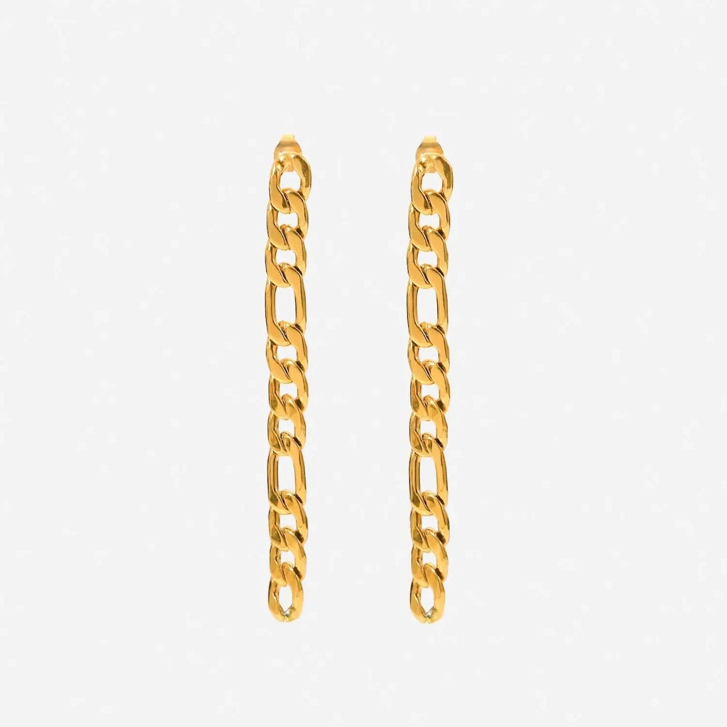 JDE201862 High Polished Stainless Steel 18K Gold Metal Women Jewelry Statement Party Long Figaro Chain Drop Earrings Women