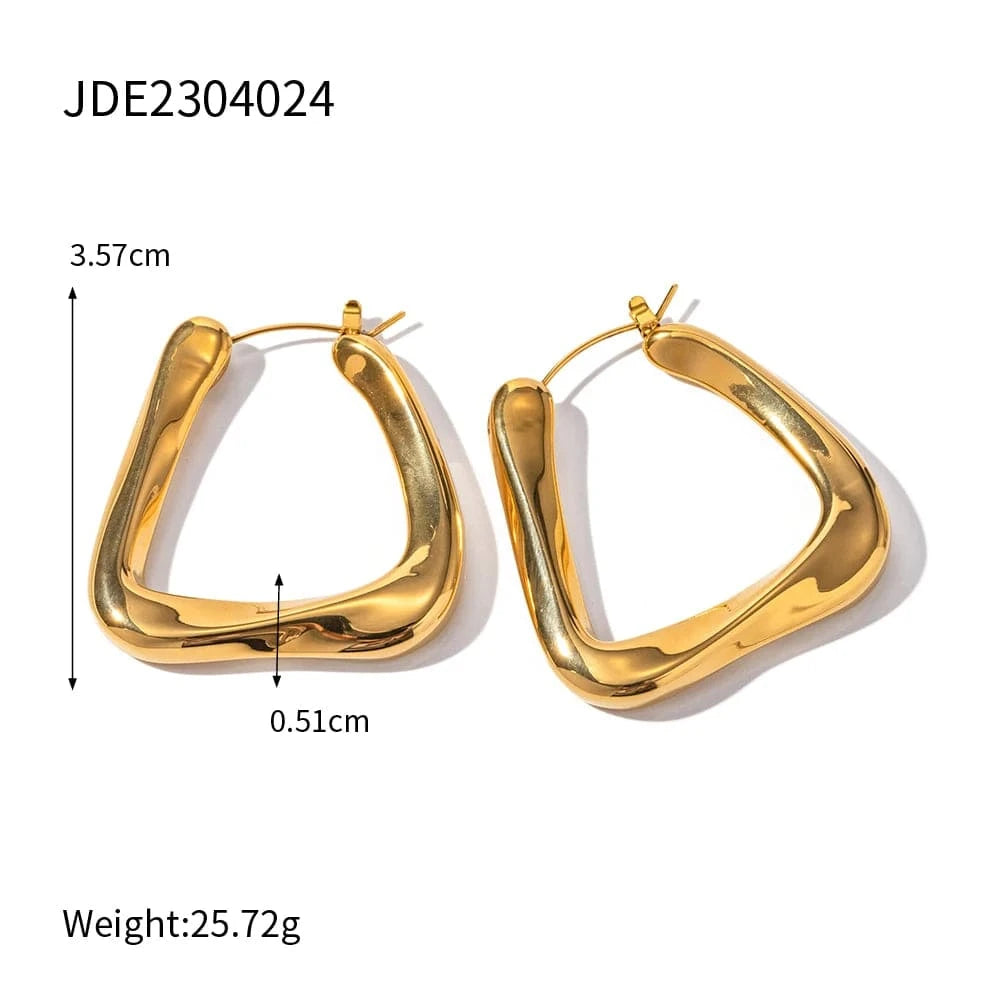 JDE2304024 E2063 18K PVD Gold Plated Earrings Jewelry Gift Stainless Steel Irregular U Shaped Geometric Earrings for Women