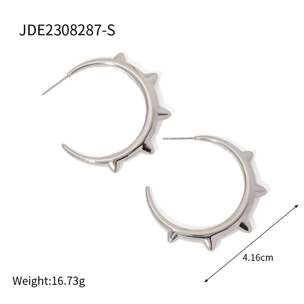 JDE2308287-S FANJIN Jewelry 18K Gold Plated Smooth Earring Stainless Steel Chunky Rivet CC Hoop Earrings for Women