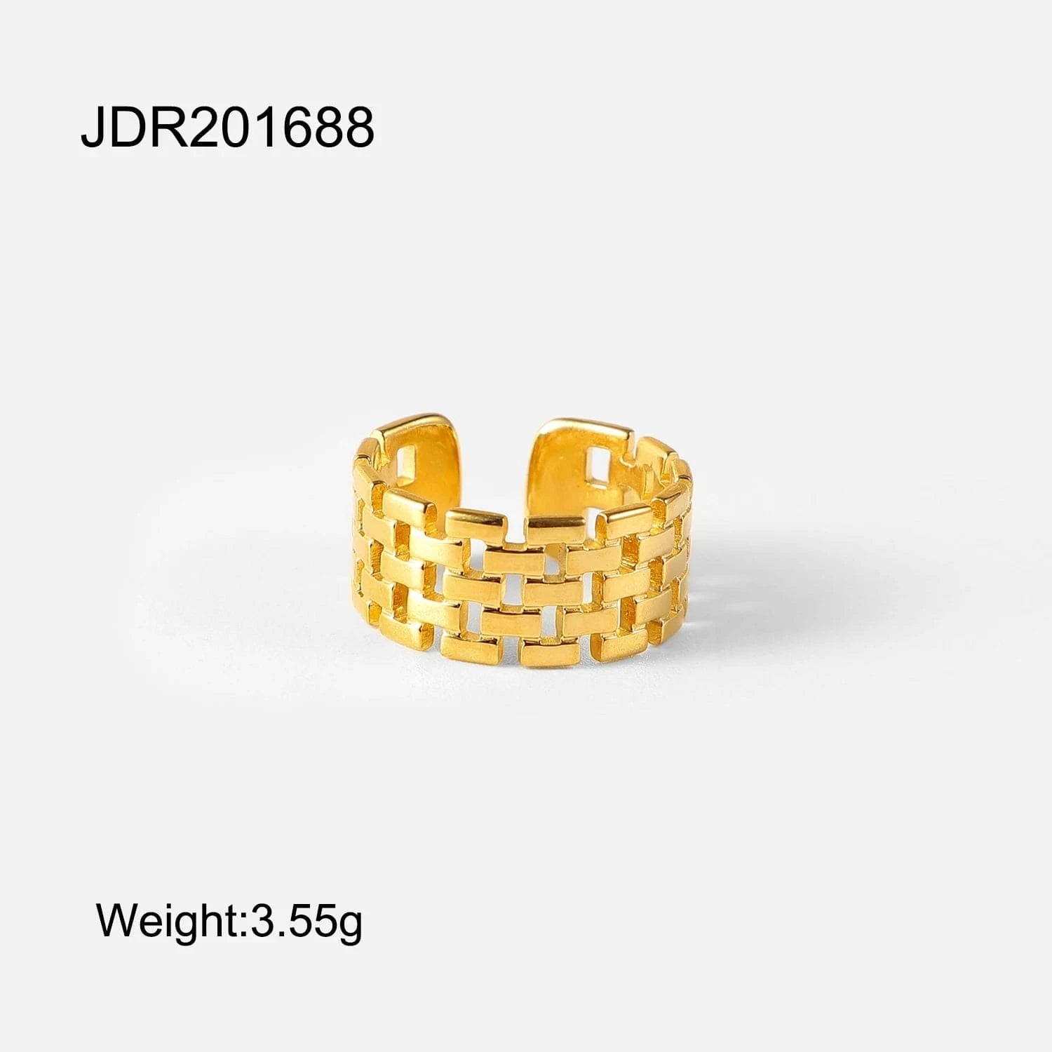 JDR201688 Stainless Steel Wide Band Jewelry Gift Rings 18k Gold Plated Opening Adjustable Rings For Women