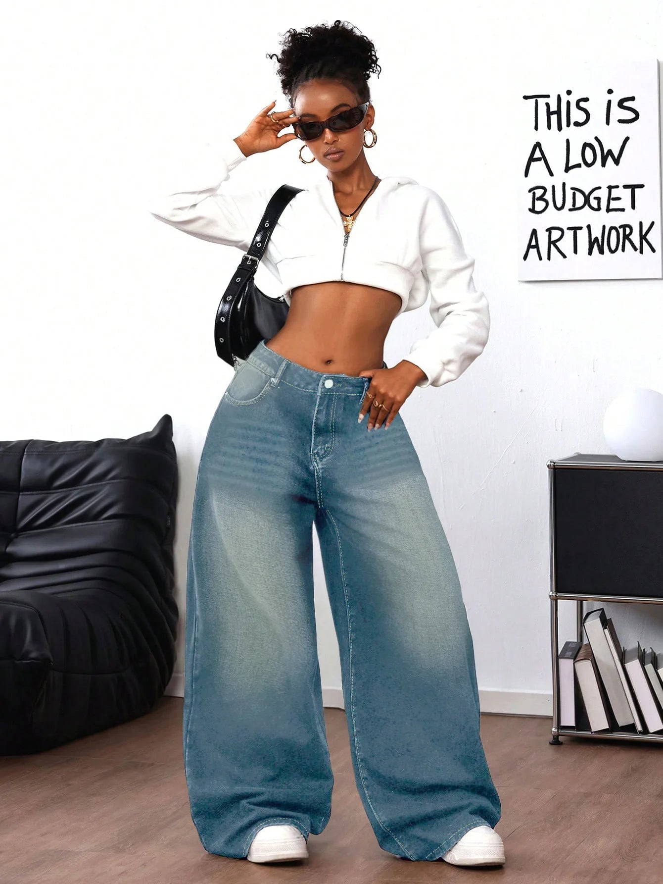 Jeans High Waisted Distressed Wide Leg Casual Streetwear Vintage Inspired For Everyday Wear - SN Wigs & More
