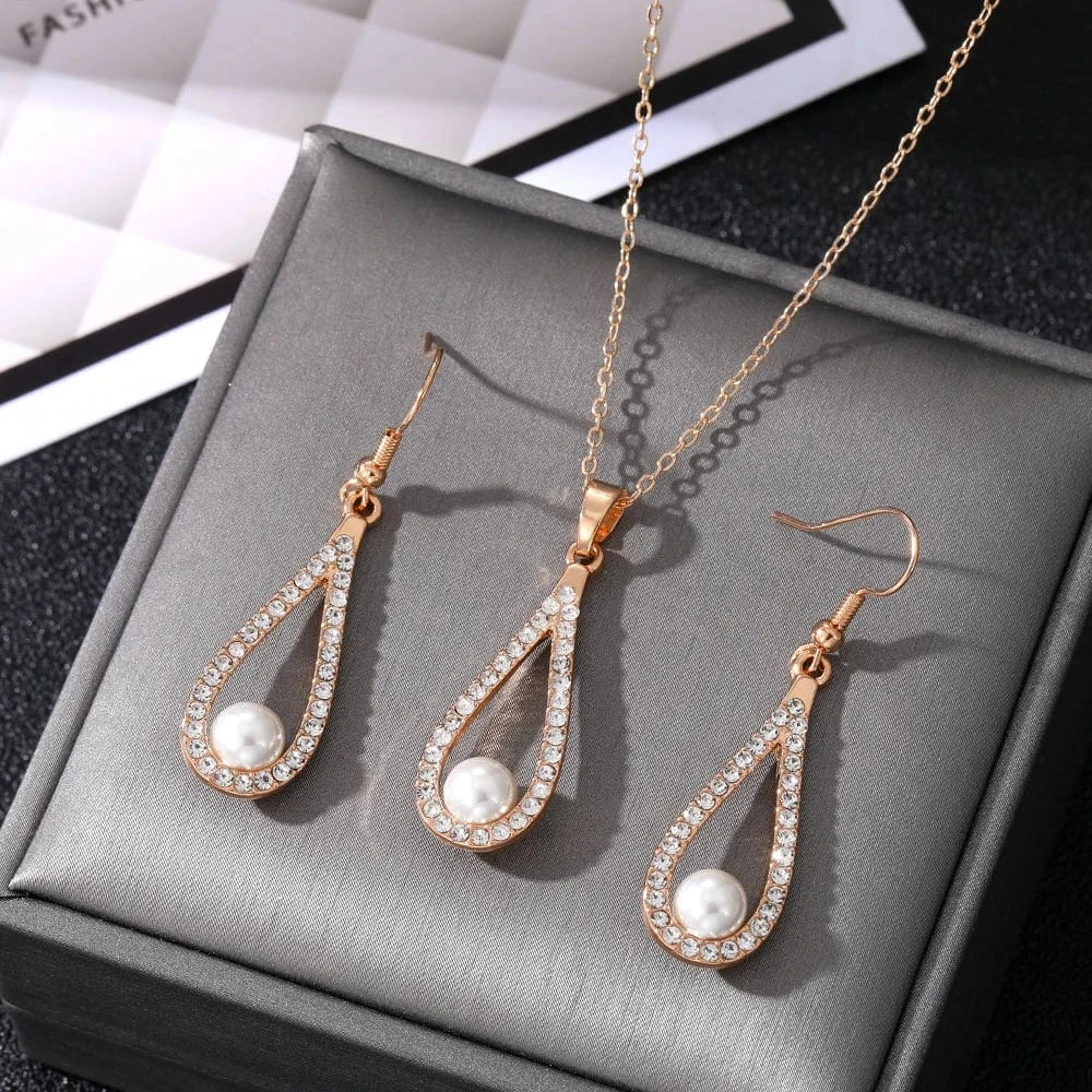 Jewelry set / 17373 VKME Fashion New Design Fashion Colorful Rhinestone Pearl Jewelry Set for Women Jewelry Wholesale