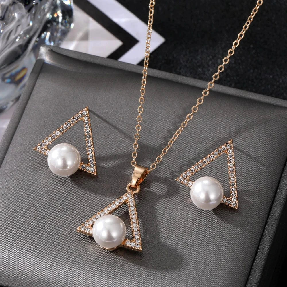 Jewelry set / 17374 VKME Fashion New Design Fashion Colorful Rhinestone Pearl Jewelry Set for Women Jewelry Wholesale