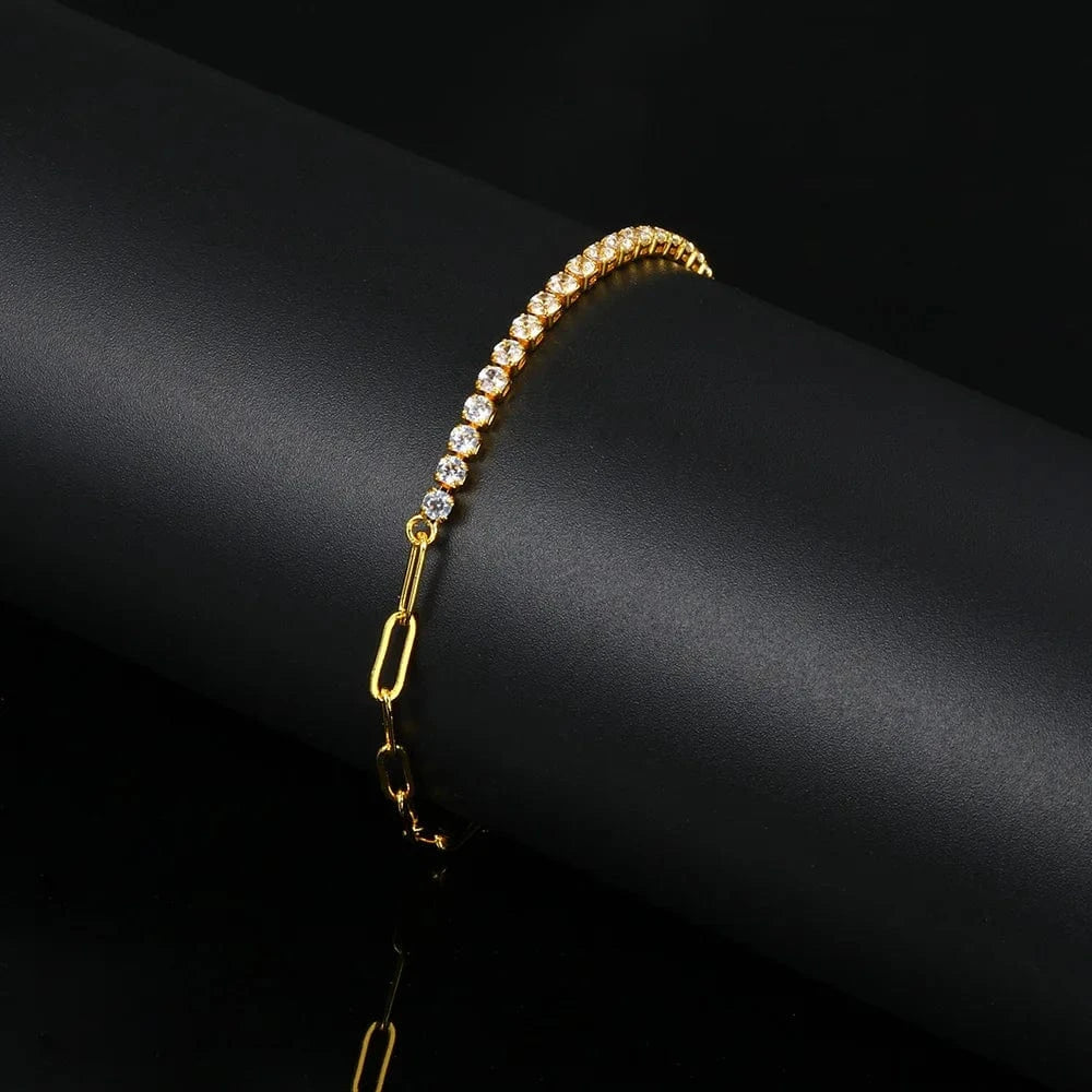 Jewelry Sets For Women Classic Iced Out Paper Clip Bling 2.5MM Cubic Zirconia 3 PCS Bracelet Necklace Earrings Fashion Jewelry