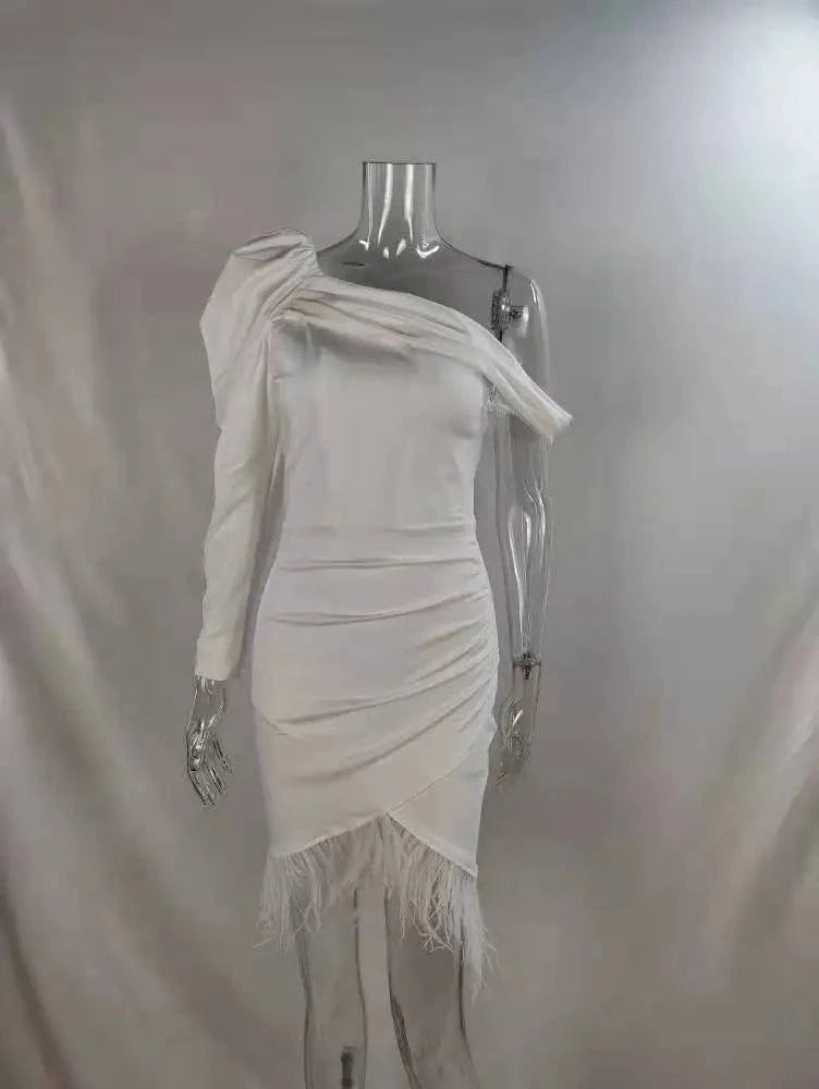 JL362 Women Ladies Ins New Best Selling Casual Fur Dress Elegant Evening Dresses Mini Wedding Party Dresses