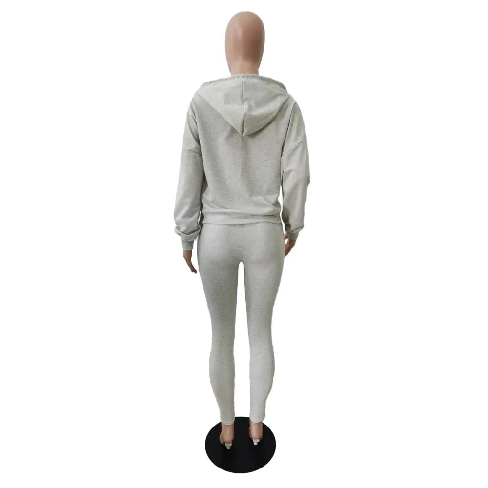 Jogging Sweat Suits Pullover Hooded Sweatshirt And Sweatpants Set Two Piece Outfit With Zipper