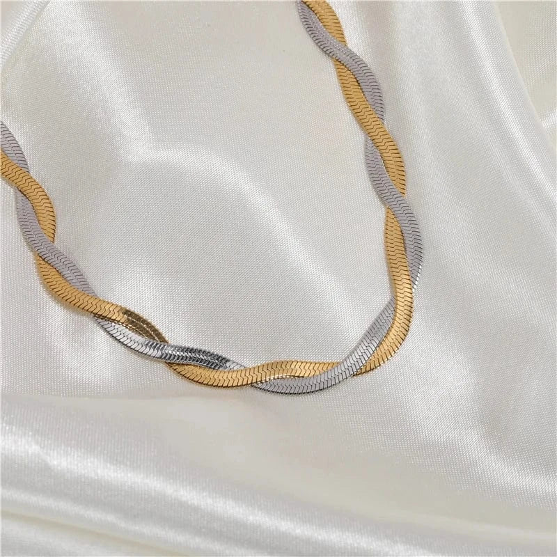 Joolim Jewelry 18K Gold Plated Twisted Snake Chain Necklace Stainless Steel Necklace Trendy Jewelry