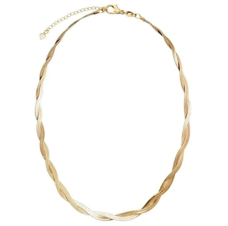 Joolim Jewelry 18K Gold Plated Twisted Snake Chain Necklace Stainless Steel Necklace Trendy Jewelry