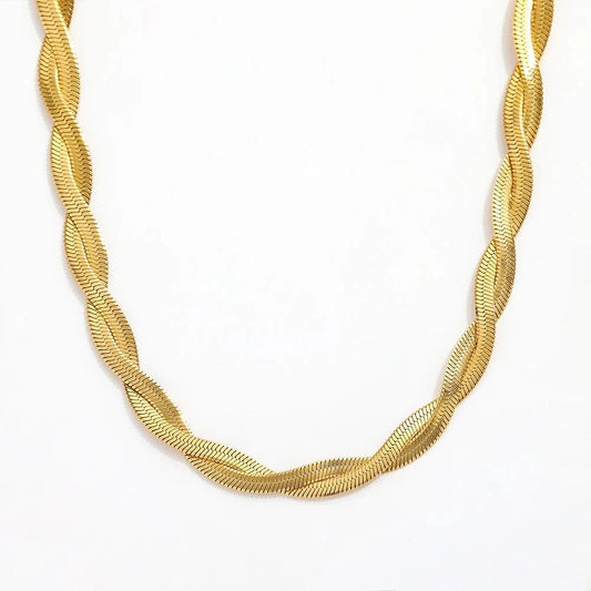 Joolim Jewelry 18K Gold Plated Twisted Snake Chain Necklace Stainless Steel Necklace Trendy Jewelry