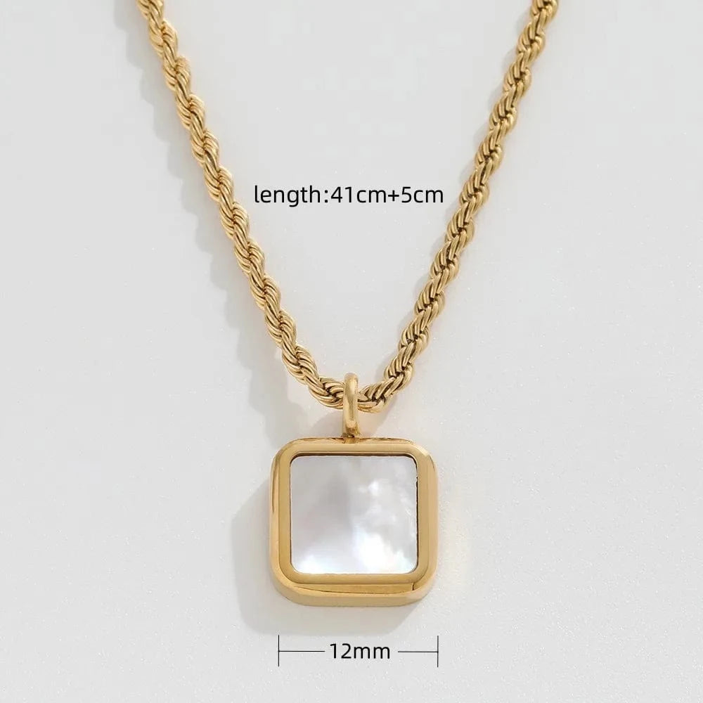 Joolim Rope Chain Square Black Onyx Pendant Necklace Stainless Steel Necklace Jewelry Wholesale Drop Shipping