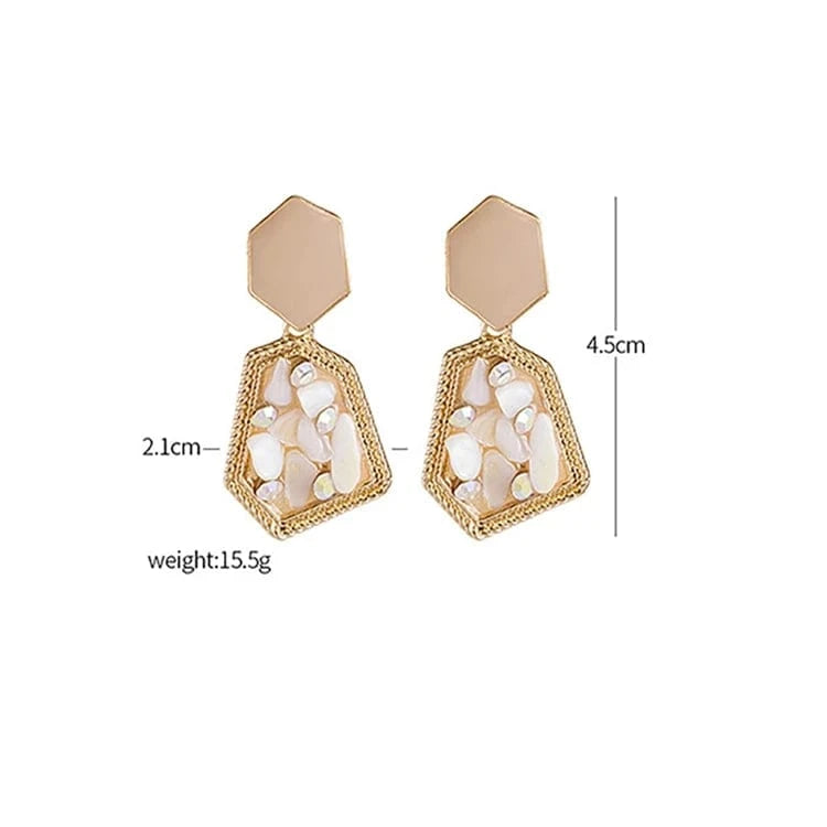 JOYA GIFT Dangle chandelier Beige Geometric Gravel-drop Oil Statement Earrings for Women Girl