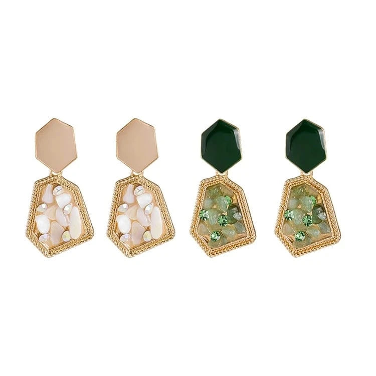 JOYA GIFT Dangle chandelier Beige Geometric Gravel-drop Oil Statement Earrings for Women Girl