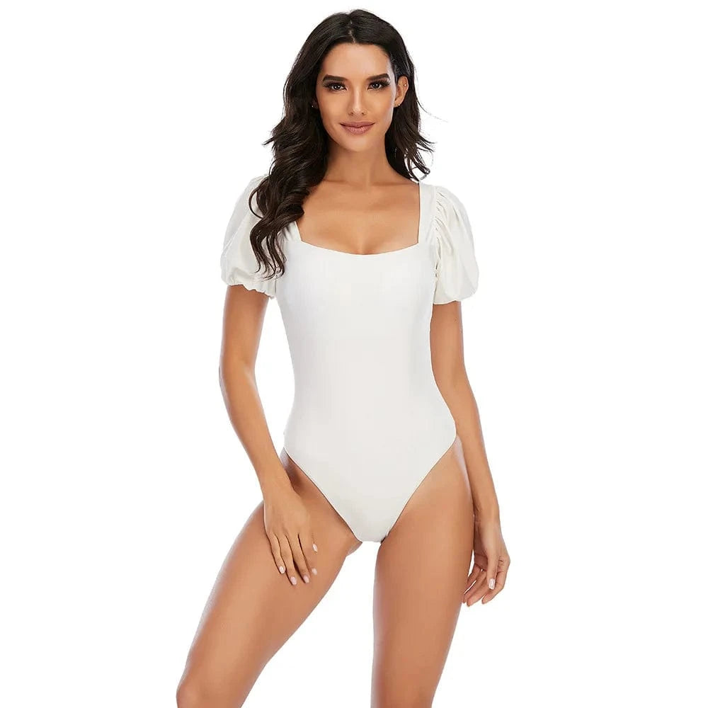 JSN6197  summer 2024  puff sleeve one piece swimsuit swimwear sexy bikini tummy control bathing suit