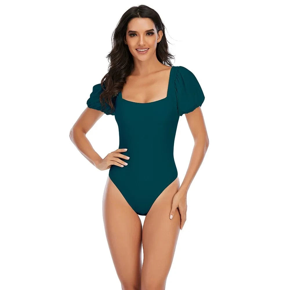 JSN6197  summer 2024  puff sleeve one piece swimsuit swimwear sexy bikini tummy control bathing suit