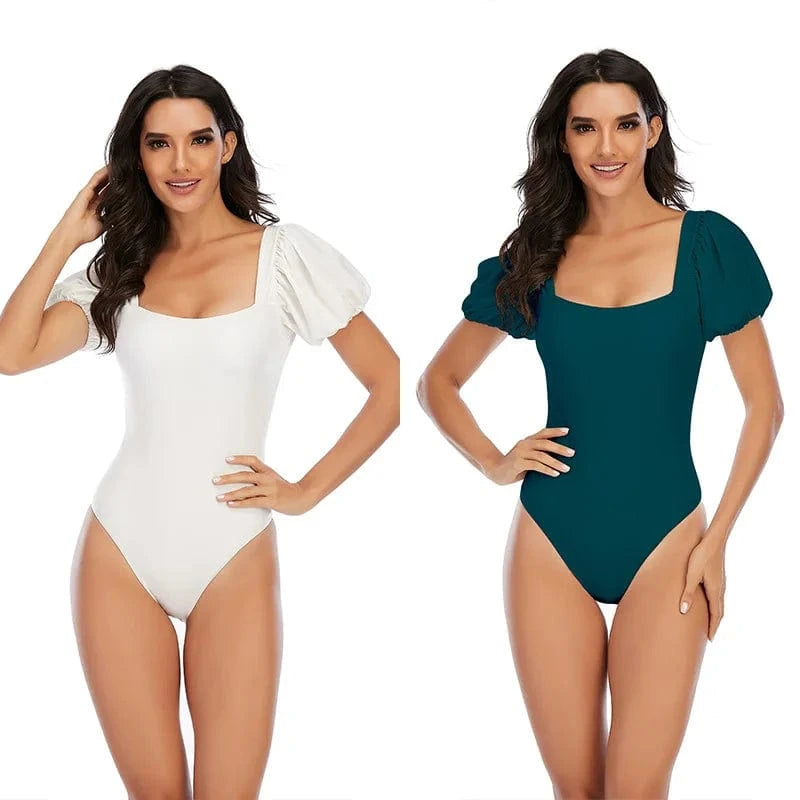 JSN6197  summer 2024  puff sleeve one piece swimsuit swimwear sexy bikini tummy control bathing suit