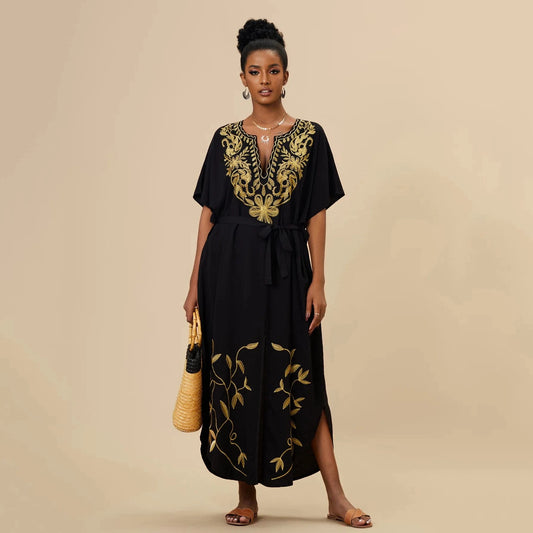 JSN9202182 manufacture 2024 new arrival long beach dress with belt sun protection blouse for girl