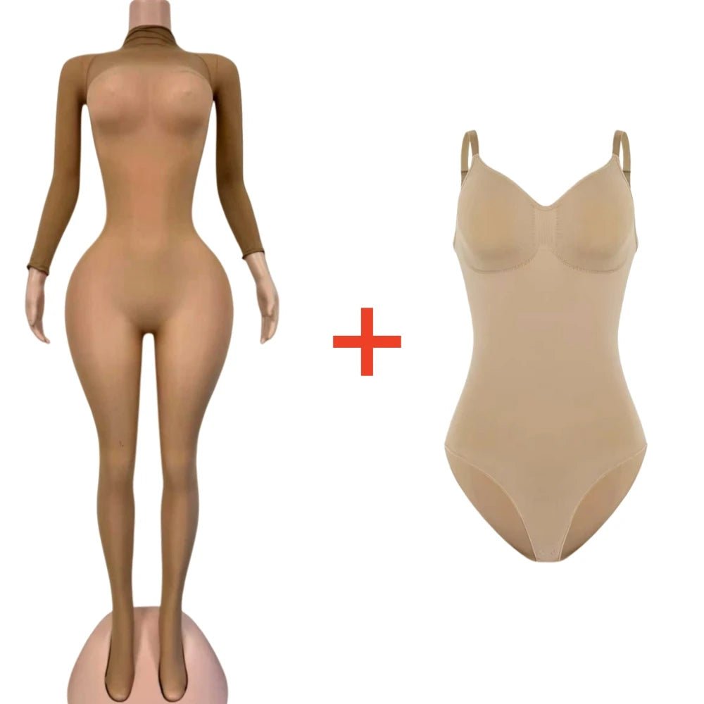 Jumpsuit + Mesh See - Through Bodycon + Clubwear Style - SN Wigs & More