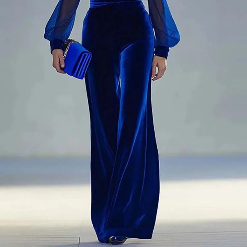 Jumpsuit Velvet Deep V Neck Long Sleeve Solid Color Slim Fit Chic Office Style For Fall - SN Wigs & More
