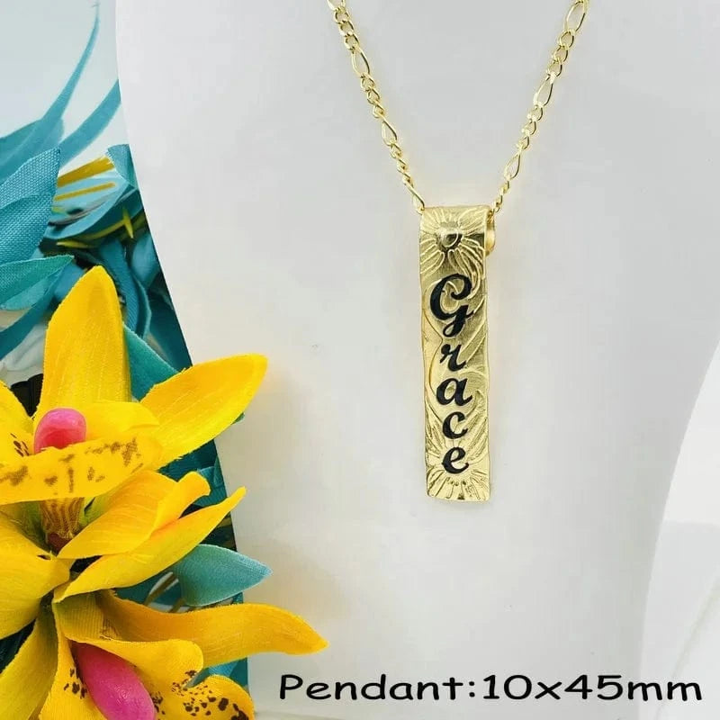 JX242 Customize name ring initial vertical necklace bracelet set Hawaiian Samoa jewelry wholesale personalized birthday gift